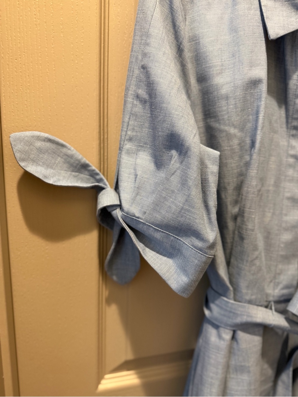 Calvin Klein Light Blue Tie-Waist Midi Shirt Dress - Picture 2 of 13